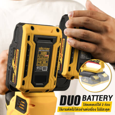 เลื่อยไฟฟ้าไร้สาย (พร้อมแบตเตอรี่ 2 ก้อน) DELTON รุ่น MKT-115BL TURBO FORCE 20V 6AH_5